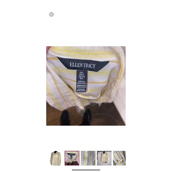 Ellen Tracy‎ Women Linen Top Large Yellow Gold Accent Buttons - Picture 5 of 10